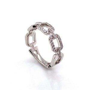 Diamond Link Style 18k White Gold Ring